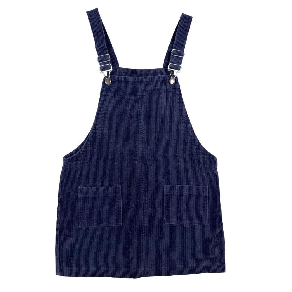 Mi‎ Ami Dark Navy Corduroy Pinafore Dress Overall Mini Skirt L